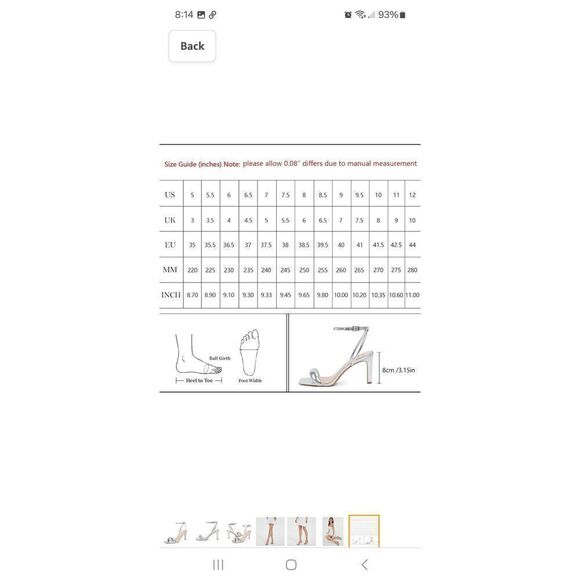 New Size 7 Modatope Silver Sandals Square Open Toe Strappy High Heel Dress Shoes - Picture 5 of 8